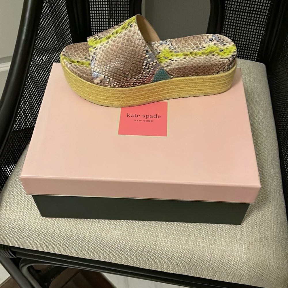 kate spade Multicolor Snakeskin Espadrille Platform Wedges